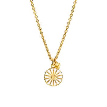 Lund Copenhagen Marguerit 925 sterling sølv Vedhæng 24 kt forgyldt med hvid emalje, model 9025029-M